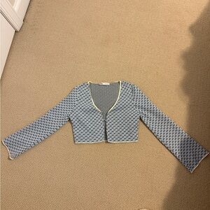 Zara Blue and White Textured Cardigan